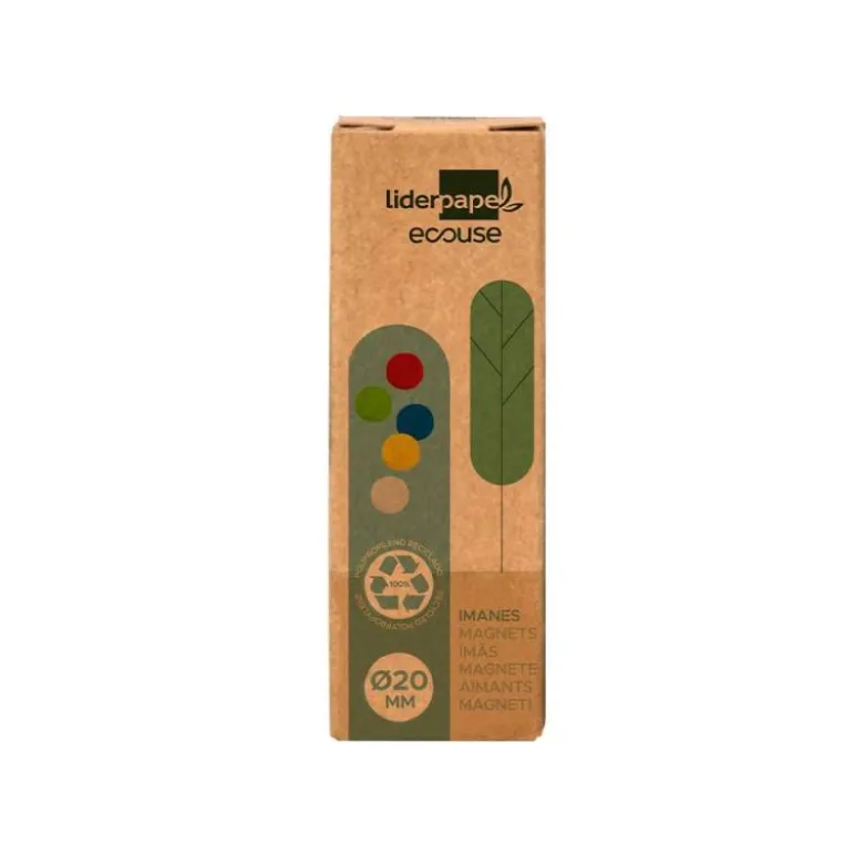 IMANES PARA SUJECION LIDERPAPEL ECOUSE PP RECICLADO PARA PIZARRA MAGNETICA 20 MM CAJA DE 10