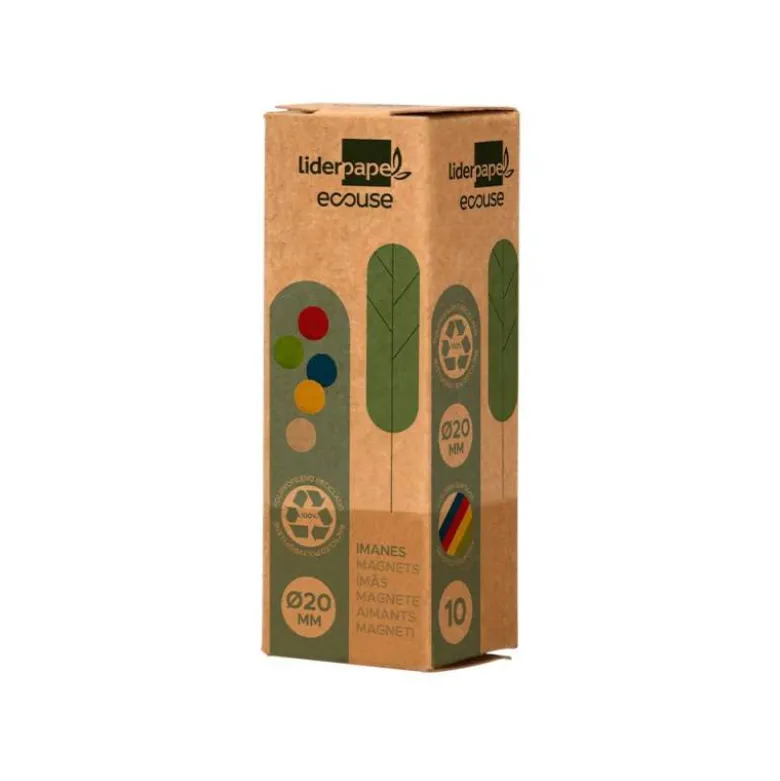 IMANES PARA SUJECION LIDERPAPEL ECOUSE PP RECICLADO PARA PIZARRA MAGNETICA 20 MM CAJA DE 10