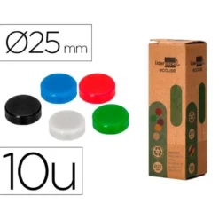 IMANES PARA SUJECION LIDERPAPEL ECOUSE PP RECICLADO PARA PIZARRA MAGNETICA 25 MM CAJA DE 10