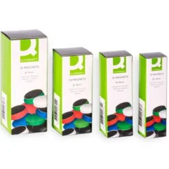 Imanes para sujecion Q-Connect de 25 mm. Colores surtidos. Caja de 10 imanes.
