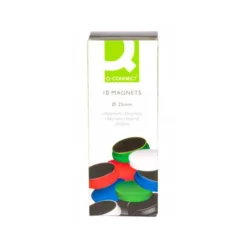 Imanes para sujecion Q-Connect de 25 mm. Colores surtidos. Caja de 10 imanes.