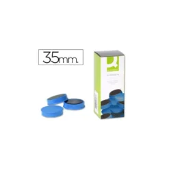 Imanes para sujecion Q-Connect de 35 mm. Color azul, caja de 10.