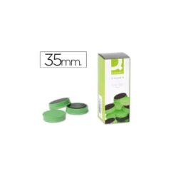 Imanes para sujecion Q-Connect de 35 mm. Color verde. Caja de 10.