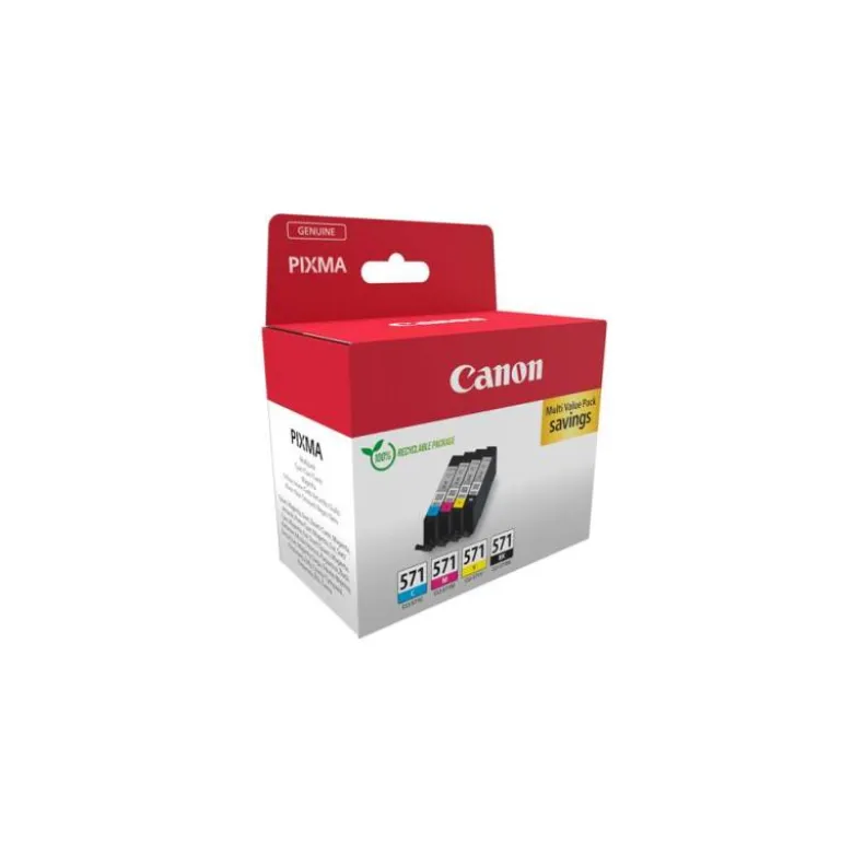 INK-JET CANON CLI-571 PIXMA MG6852/TS6050/TS8050 MULTIPACK DE 4 UNIDADES NEGRO/AMARILLO/ CIAN/MAGENTA