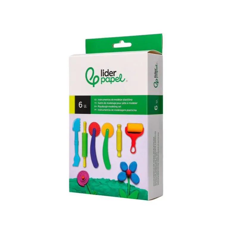 INSTRUMENTOS DE MODELAR LIDERPAPEL PARA PLASTILINA DE PLASTICO CAJA DE 6 PIEZAS