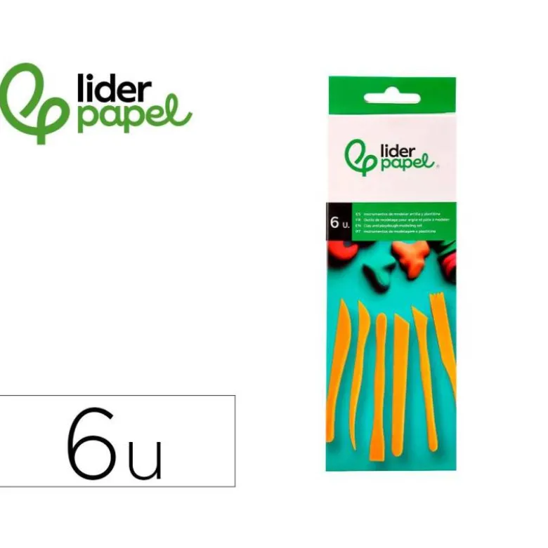 INSTRUMENTOS DE MODELAR LIDERPAPEL PARA ARCILLA Y PLASTILINA CAJA DE 6 PIEZAS