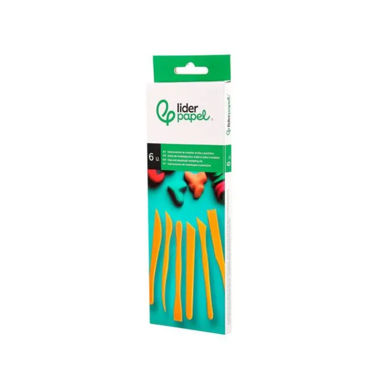 INSTRUMENTOS DE MODELAR LIDERPAPEL PARA ARCILLA Y PLASTILINA CAJA DE 6 PIEZAS