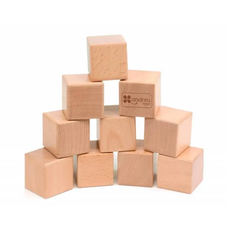 JUEGO DIDACTICO ANDREUTOYS 10 CUBOS SENSORIALES CON SONIDO MADERA + 1 AÑO