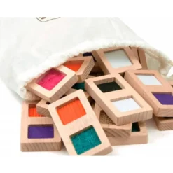 JUEGO DIDACTICO ANDREUTOYS DOMINO SENSORIAL TEXTURAS MADERA 28 PIEZAS +2 AÑOS