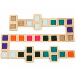 JUEGO DIDACTICO ANDREUTOYS DOMINO SENSORIAL TEXTURAS MADERA 28 PIEZAS +2 AÑOS