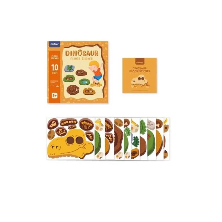 JUEGO DIDACTICO MIDEER DINOSAURIO CON 64 ADHESIVOS PARA SUELO REMOVIBLES +3 AÑOS