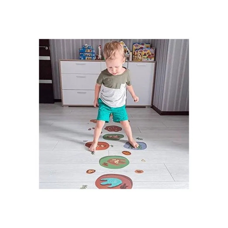 JUEGO DIDACTICO MIDEER DINOSAURIO CON 64 ADHESIVOS PARA SUELO REMOVIBLES +3 AÑOS