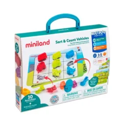 JUEGO MINILAND 36 VEHICULOS Y 5 FICHAS DE ACTIVIDAD A DOBLE CARA PARA LOGICA MATEMATICA 310X70X531 MM 3-5 AÑOS