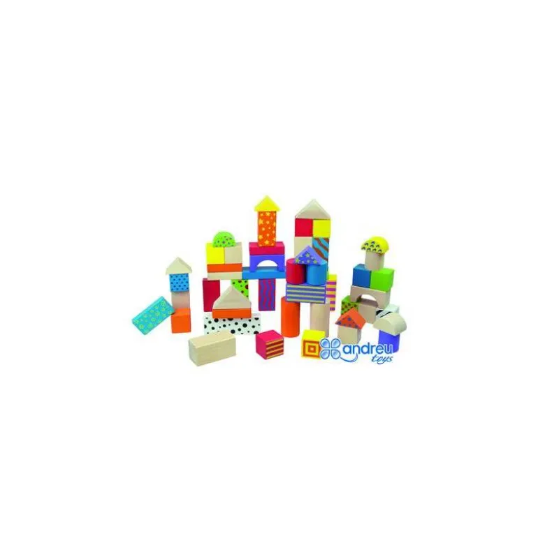 Juego de construccion a partir de 2 años bloques de madera 50 piezas Ambitoys