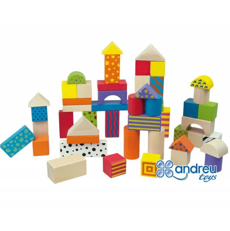 Juego de construccion a partir de 2 años bloques de madera 50 piezas Ambitoys