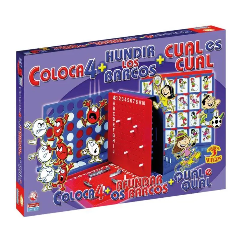 Juego de Mesa Cuatro en linea + Cual es cual + Hundir los barcos Falomir