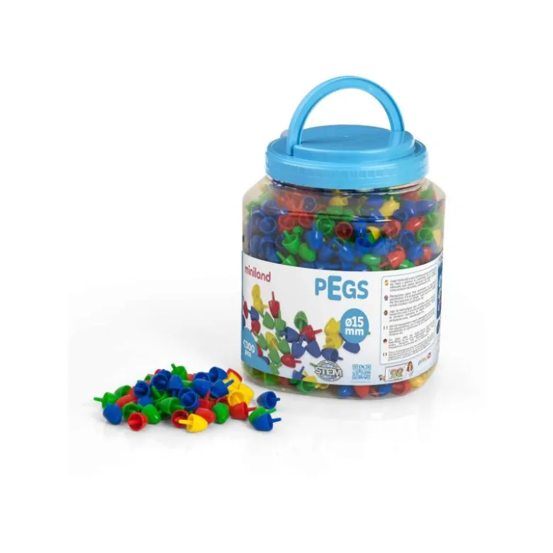 Juego Didactico a partir de 3 años Pegs 15mm 1300 piezas Miniland