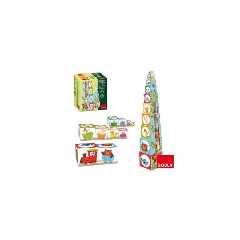 Juego didáctico de 0 a 3 años Cubos apilables figuras del bosque Goula
