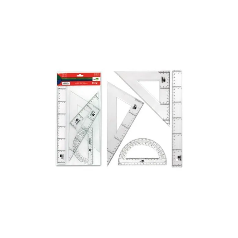 Juego escuadra cartabon regla y semicirculo Liderpapel