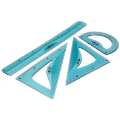 JUEGO ESCUADRA 20 CM CARTABON 18 CM REGLA 30 CM Y SEMICIRCULO 10 CM LIDERPAPEL ECOUSE 100% PET RECICLADO