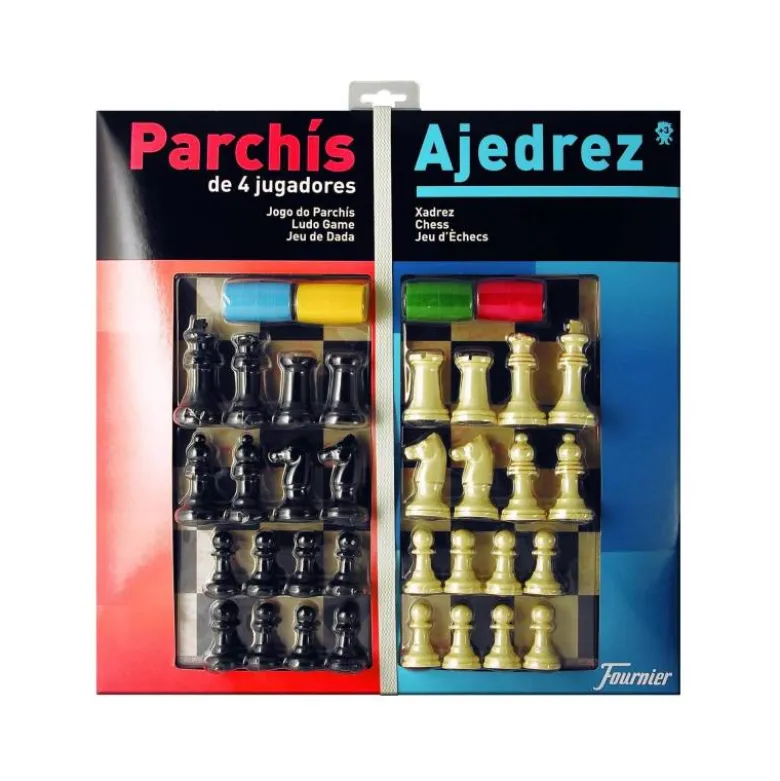 Juego Fournier parchis con ajedrez tablero grande 4 jugadores 41x40x4,8