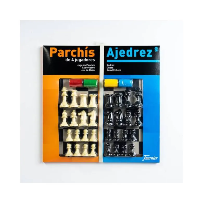 Juego Fournier parchis con ajedrez tablero grande 4 jugadores 41x40x4,8