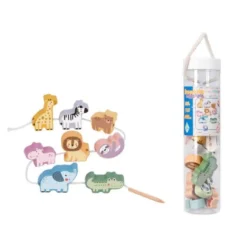 JUEGO INFANTIL IMAGINOVO MADERA CUENTAS ANIMALES PARA ENHEBRAR +24 MESES 13 PIEZAS 27X6,5X6,5CM