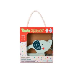 JUEGO INFANTIL IMAGINOVO MADERA ELEFANTE PARA ARRASTRAR CON RUEDAS +12 MESES 13,4X10X5,4CM