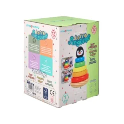 JUEGO INFANTIL IMAGINOVO MADERA FORMA DE PINGUINO TORRE DE FORMAS APILABLES +12 MESES 7 PIEZAS 18X12X12CM