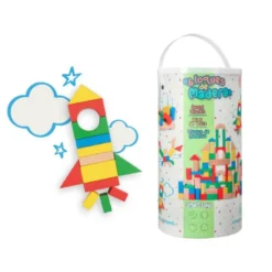 JUEGO INFANTIL IMAGINOVO MADERA CONSTRUCCION DE BLOQUES +12 MESES 100 PIEZAS 29X29X3,5CM