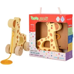 JUEGO INFANTIL IMAGINOVO MADERA JIRAFA PARA ARRASTRAR CON RUEDAS +12 MESES 16X12X5,4CM