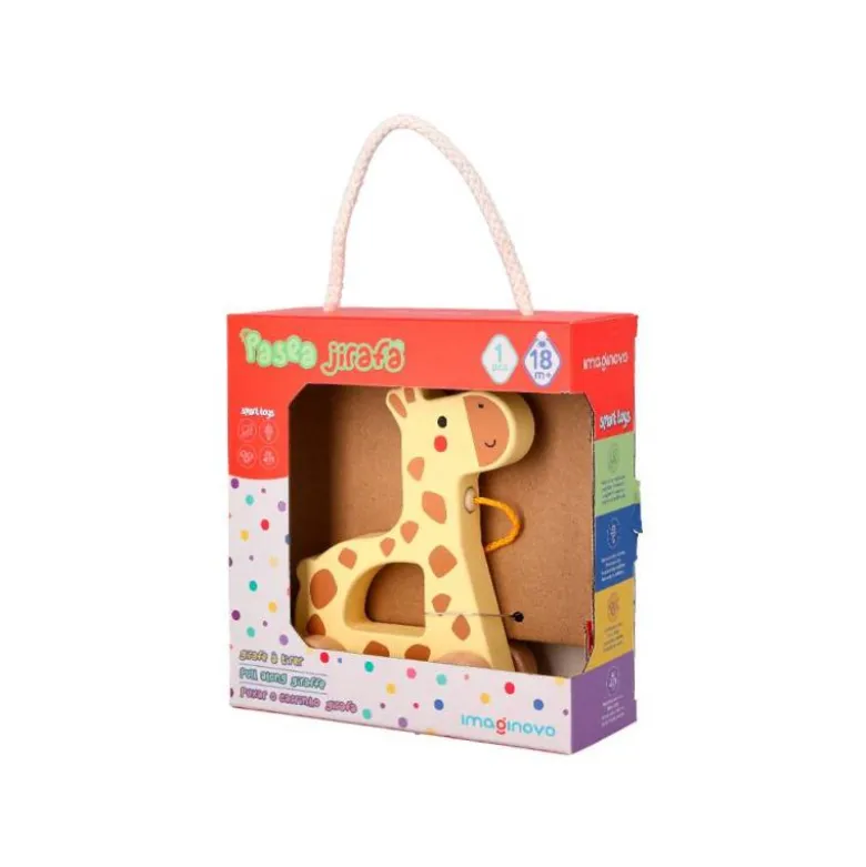 JUEGO INFANTIL IMAGINOVO MADERA JIRAFA PARA ARRASTRAR CON RUEDAS +12 MESES 16X12X5,4CM