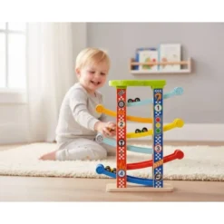 JUEGO INFANTIL IMAGINOVO MADERA TORRE DE DESLIZAMIENTO CON 7 NIVELES INCLUYE 6 COCHES +18 MESES 38X32X14CM