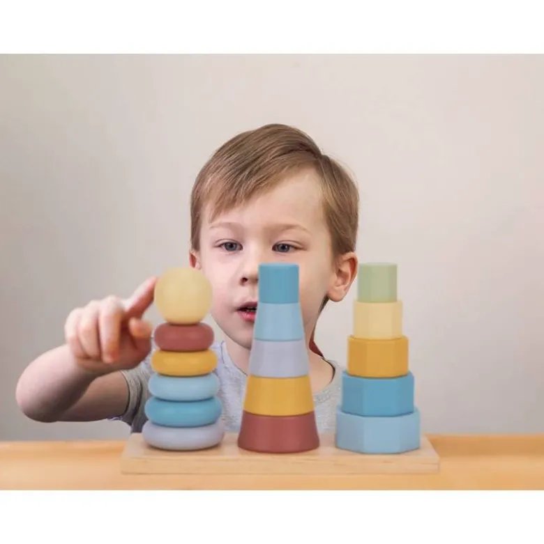 JUEGO INFANTIL IMAGINOVO MADERA TORRE DE FORMAS APILABLES +18 MESES 17 PIEZAS 28X20X9CM