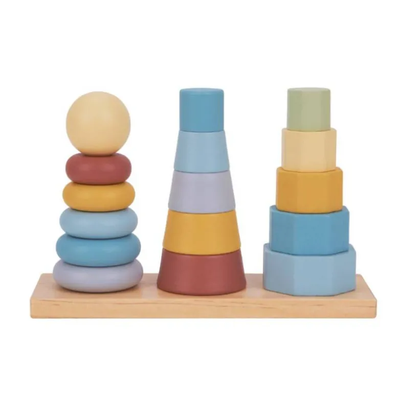 JUEGO INFANTIL IMAGINOVO MADERA TORRE DE FORMAS APILABLES +18 MESES 17 PIEZAS 28X20X9CM