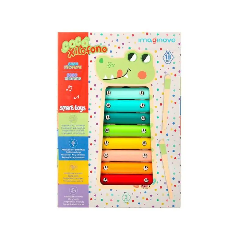 JUEGO INFANTIL IMAGINOVO MADERA XILOFONO INSTRUMENTO MUSICAL COCODRILO +18 MESES 28X14,8X2,5CM