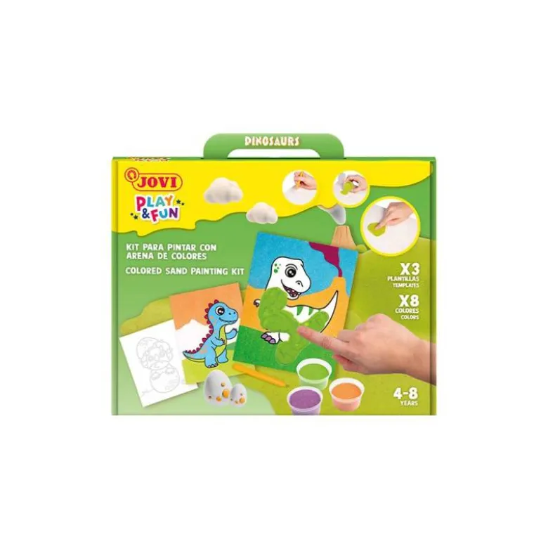 JUEGO JOVI PLAY&FUN PINTA CON ARENA DE COLORES DINOSAURIOS