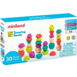 JUEGO MINILAND TOWERING BEADS PIEZAS DE MADERAS PARA TRABAJAR LA LOGICA