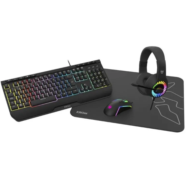 KIT GAMING KROM KENYA 4 IN 1 RGB AURICULARES / TECLADO / RATON / ALFOMBRILLA