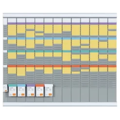KIT PLANIFICACION DE TARJETAS T NOBO 66X80 CM 12 COLUMNAS 2X32 RANURAS + 500 TARJETAS T N 2 COLORES SURTIDOS + 100