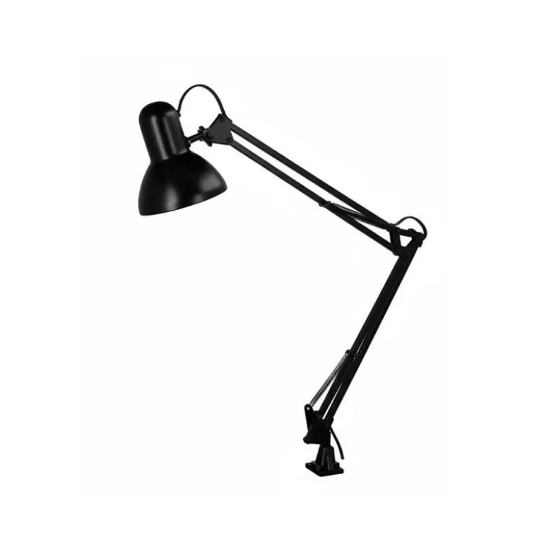 LAMPARA DE ESCRITORIO Q-CONNECT ANTARES METALICA CONPINZA INTERRUPTOR BRAZO DOBLE 3 ARTICULACIONES COLOR NEGRO