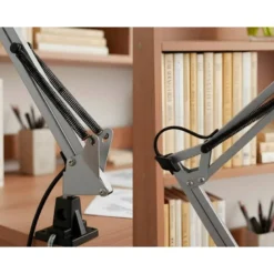 LAMPARA DE ESCRITORIO Q-CONNECT ANTARES METALICA CONPINZA INTERRUPTOR BRAZO DOBLE 3 ARTICULACIONES COLOR NEGRO