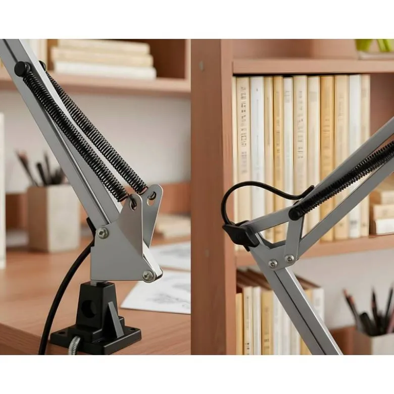 LAMPARA DE ESCRITORIO Q-CONNECT ANTARES METALICA CONPINZA INTERRUPTOR BRAZO DOBLE 3 ARTICULACIONES COLOR NEGRO