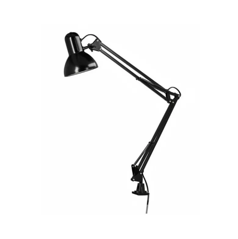 LAMPARA DE ESCRITORIO Q-CONNECT ANTARES METALICA CONPINZA INTERRUPTOR BRAZO DOBLE 3 ARTICULACIONES COLOR NEGRO