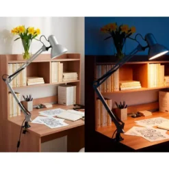 LAMPARA DE ESCRITORIO Q-CONNECT ANTARES METALICA CONPINZA INTERRUPTOR BRAZO DOBLE 3 ARTICULACIONES COLOR PLATA
