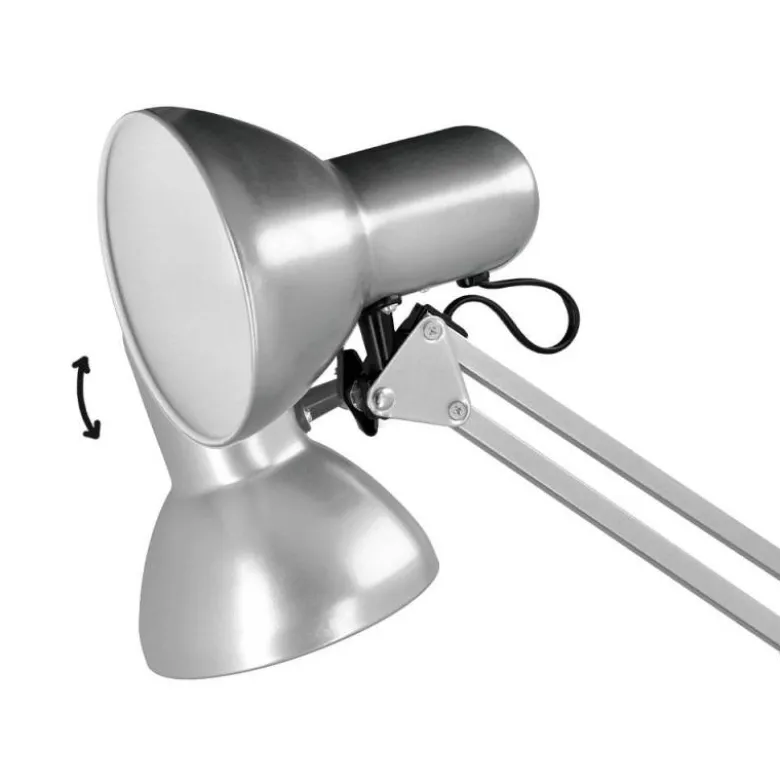 LAMPARA DE ESCRITORIO Q-CONNECT ANTARES METALICA CONPINZA INTERRUPTOR BRAZO DOBLE 3 ARTICULACIONES COLOR PLATA