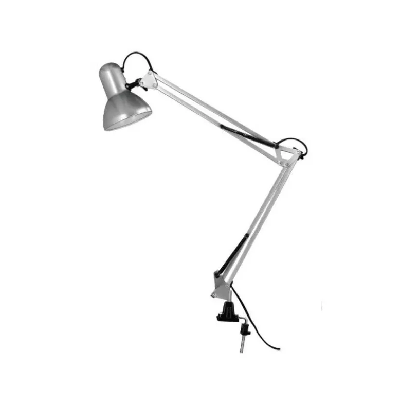LAMPARA DE ESCRITORIO Q-CONNECT ANTARES METALICA CONPINZA INTERRUPTOR BRAZO DOBLE 3 ARTICULACIONES COLOR PLATA