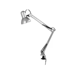LAMPARA DE ESCRITORIO Q-CONNECT ANTARES METALICA CONPINZA INTERRUPTOR BRAZO DOBLE 3 ARTICULACIONES COLOR PLATA