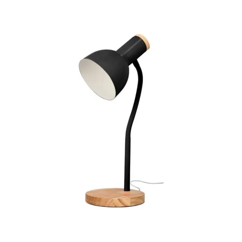 LAMPARA DE ESCRITORIO Q-CONNECT ORION METALICA CON DETALLES DE MADERA BRAZO FLEXIBLE COLOR NEGRO