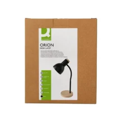 LAMPARA DE ESCRITORIO Q-CONNECT ORION METALICA CON DETALLES DE MADERA BRAZO FLEXIBLE COLOR NEGRO